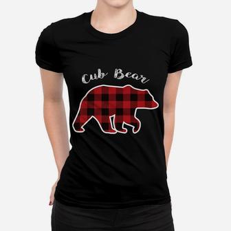 Cub Bear | Kids Red Plaid Christmas Pajama Family Gift Women T-shirt | Crazezy CA