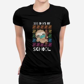 Cute 100 Days Of School Sloth Face Virtual Teacher Women T-shirt - Seseable
