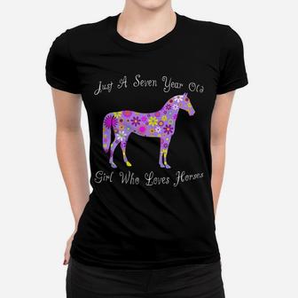 Cute 7Th Birthday Horse Themed Gifts For 7 Year Old Girls Women T-shirt | Crazezy