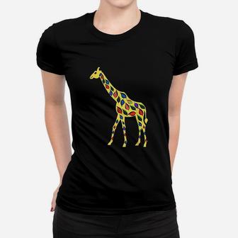Cute And Colorful Leafy Giraffe Unique Camelopard Women T-shirt | Crazezy AU