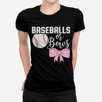 Cute Baseballs Or Bows Gender Reveal - Team Boy Or Team Girl Women T-shirt | Crazezy