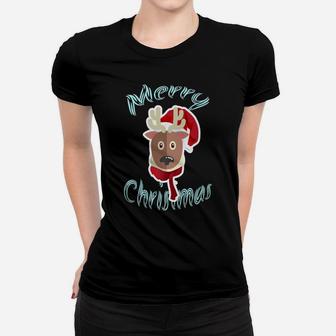 Cute Buffalo Santa Hat Merry Christmas Tee Xmas Funny Moose Women T-shirt | Crazezy DE