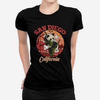 Cute California State San Diego Retro Panda Zoo Women T-shirt | Crazezy