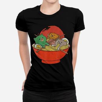 Cute Cat In Ramen Bowl Kawaii Clothes Cat Noodles Lovers Women T-shirt | Crazezy