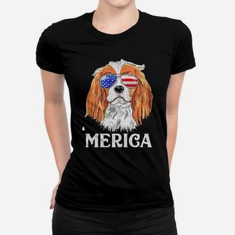 Cute Cavalier King Charles Spaniel Patriotic Dog 4Th Of July Women T-shirt - Monsterry