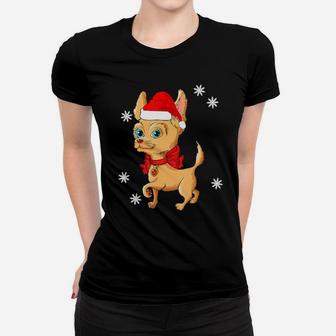 Cute Chihuahua Dog With Santa Hat Funny Chihuahua Women T-shirt - Monsterry UK