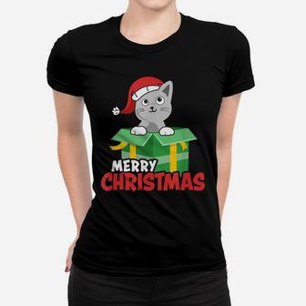 Cute Christmas Cat Santa Cat Lovers Merry Xmas Design Women T-shirt | Crazezy DE