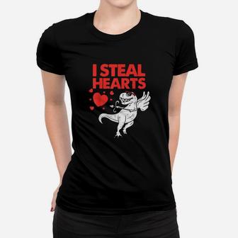 Cute Cupid Trex Dinosaur Boys Valentines Day I Steal Hearts Women T-shirt - Monsterry
