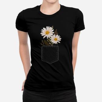 Cute Daisy Flower In The Pocket Funny Vintage Apparel Women T-shirt | Crazezy