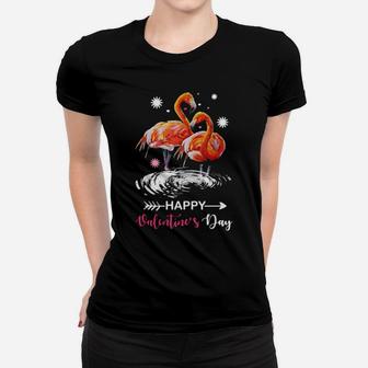 Cute Flamingo Valentine Day Women Women T-shirt - Monsterry