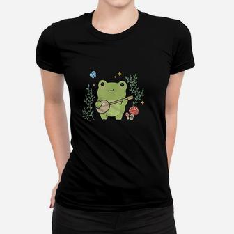 Cute Frog Banjo Butterfly Women T-shirt | Crazezy UK