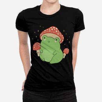 Cute Frog Mushroom Hat - Cottagecore Aesthetic Women T-shirt | Crazezy