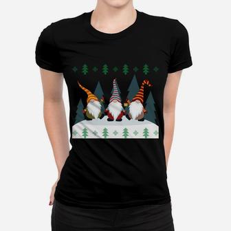 Cute Garden Gnomes Xmas Elf Holiday Ugly Christmas Women T-shirt | Crazezy