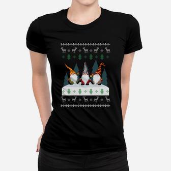 Cute Garden Gnomes Xmas Elf Holiday Ugly Christmas Women T-shirt | Crazezy