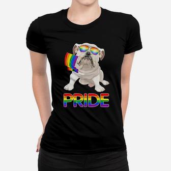 Cute Gay Lesbian Pride Lgbtq Flag English Bulldog Gift Women T-shirt - Monsterry