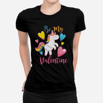 Cute Girls Valentines Unicorn Be My Valentine Women T-shirt - Thegiftio UK