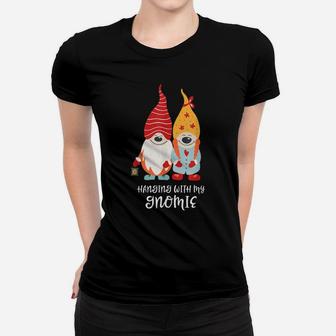 Cute Gnomes Dwarfs - Hanging With My Gnomie Women T-shirt | Crazezy