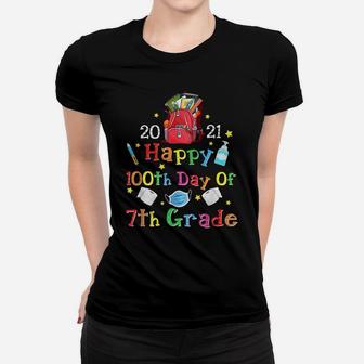 Cute Happy 100Th Day Of School 7Th Grade Teacher Gift Women T-shirt | Crazezy
