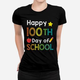 Cute Happy 100Th Day Of School Teacher Colorful 100Th Day Women T-shirt | Crazezy