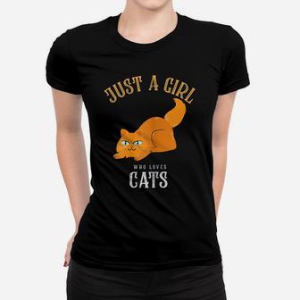 Cute Just A Girl Who Loves Cats Design For Cat Lovers Women T-shirt | Crazezy DE