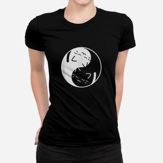 Cute Kawaii Yin And Yang Cat Kitten Love Peace Women T-shirt | Crazezy UK