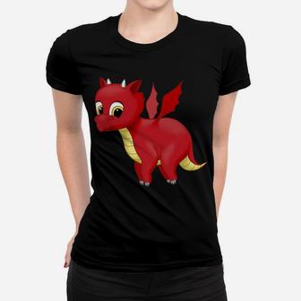 Cute Red Flying Baby Dragon Lover Gift Women T-shirt | Crazezy