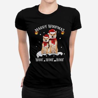 Cute Shiba Inu Funny Marry Woofmas Dog Lovers Gift Women T-shirt - Monsterry AU