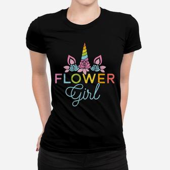 Cute Wedding Flower Girl Unicorn Bridesmaid Gift Shirts Women T-shirt | Crazezy