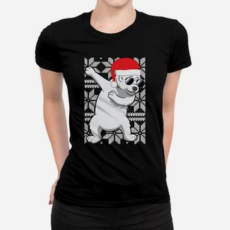 Dabbing Dab Polar Bear Ugly Christmas Gift Funny Holiday Sweatshirt Women T-shirt | Crazezy
