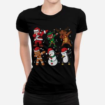 Dabbing Elf Penguin Reindeer Dab Santa Sweatshirt Women T-shirt | Crazezy