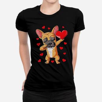 Dabbing French Bulldog Valentines Day Dog Heart Women T-shirt - Monsterry DE