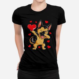 Dabbing German Shepherd Valentines Day Dog Heart Women T-shirt - Monsterry