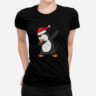 Dabbing Penguin Santa Hat Funny Xmas Gift Sweatshirt Women T-shirt | Crazezy DE