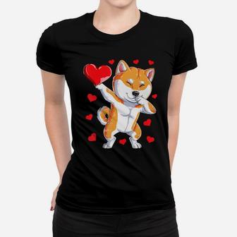 Dabbing Shiba Inu Heart Valentines Day Men Women Dog Lover Women T-shirt - Monsterry AU