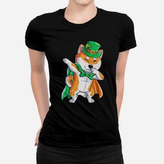 Dabbing Shiba Inu St Patricks Day Leprechaun Irish Women T-shirt - Monsterry AU