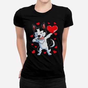 Dabbing Siberian Husky Valentines Day Dog Heart Women T-shirt - Monsterry DE