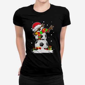 Dabbing Snowman Soccer Christmas Funny Dab Ball Gift Women T-shirt | Crazezy