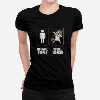 Dabbing Unicorn Social Worker Child Family Supporter Women T-shirt | Crazezy