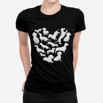 Dachshund Heart Valentines Day Sausage Dog Women T-shirt - Monsterry AU