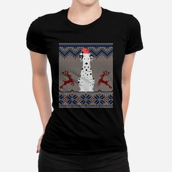 Dalmatian Dog Santa Hat Ugly Christmas Sweater Gift Sweatshirt Women T-shirt | Crazezy AU