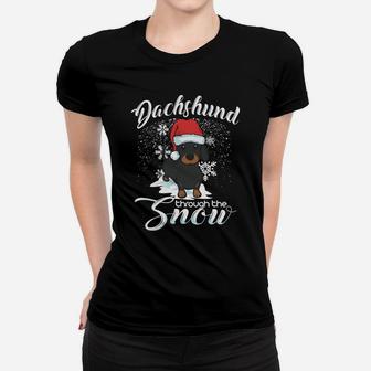 Daschund Through The Snow Dog Lovers Festive Sweatshirt Women T-shirt | Crazezy DE