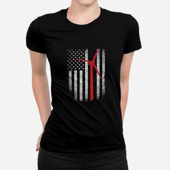 Desidd Wind Turbine Technician American Flag Pullover Women T-shirt | Crazezy