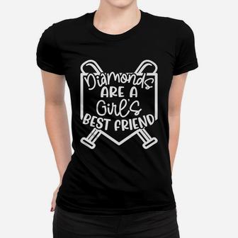 Diamonds Are A Girls Best Friend Baseball Softball Mom Cute Women T-shirt | Crazezy UK
