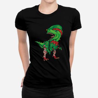 Dinosaur In Elf Costume Christmas Shirt | Gnome T-Rex Gift Women T-shirt | Crazezy UK