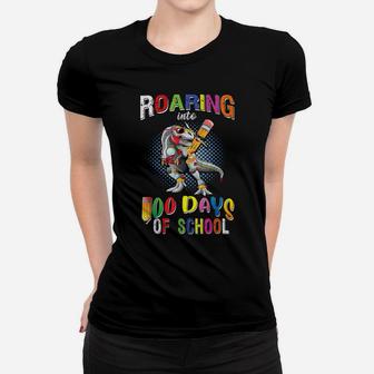 Dinosaur Roaring 100Th Day Of School Trex Dabbing Pencil Boy Women T-shirt | Crazezy UK