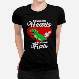 Dinosaurs Stealing Hearts And Blasting Farts Valentines Day Women T-shirt - Monsterry AU