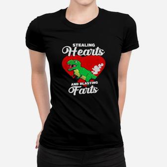 Dinosaurs Stealing Hearts And Blasting Farts Valentines Day Women T-shirt - Monsterry DE
