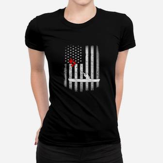 Distressed American Flag Kayak Duck Hunting Duck Hunting Lov Women T-shirt - Monsterry