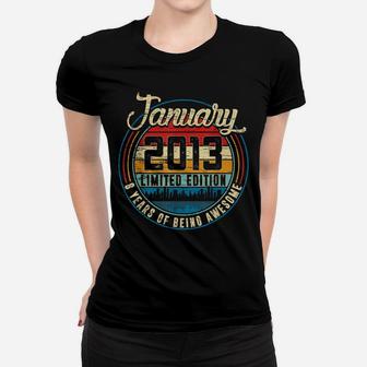 Distressed Retro January 2013 8Th Birthday Gift 8 Yrs Old Women T-shirt | Crazezy