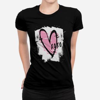 Distressed Xoxo Pink Heart Women T-shirt - Monsterry